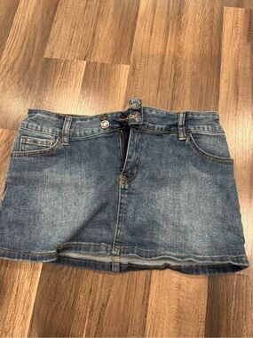 Denim Mini Skirt in Medium Blue